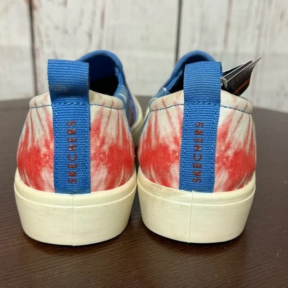 SKECHERS MEMORY FOAM red white & blue tie dye Canvas Slip ons 7.5 NWT - Picture 9 of 16